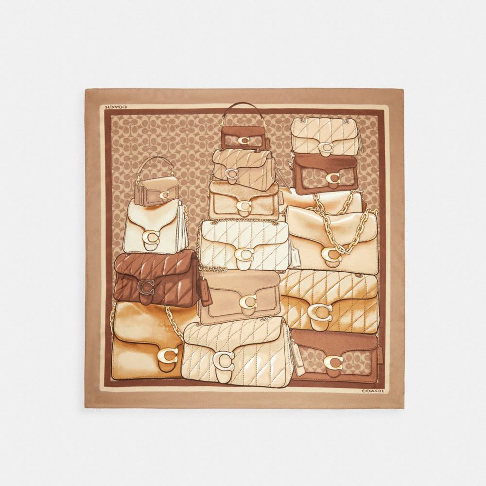 Stacked Tabby Bags Print Silk Square Scarf