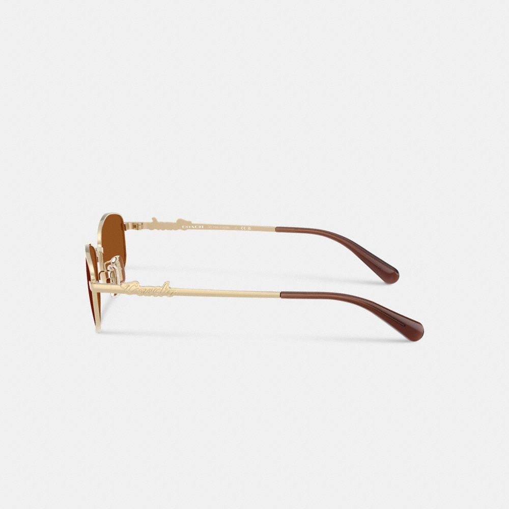 Coach Script Metal Narrow Rectangle Sunglasses