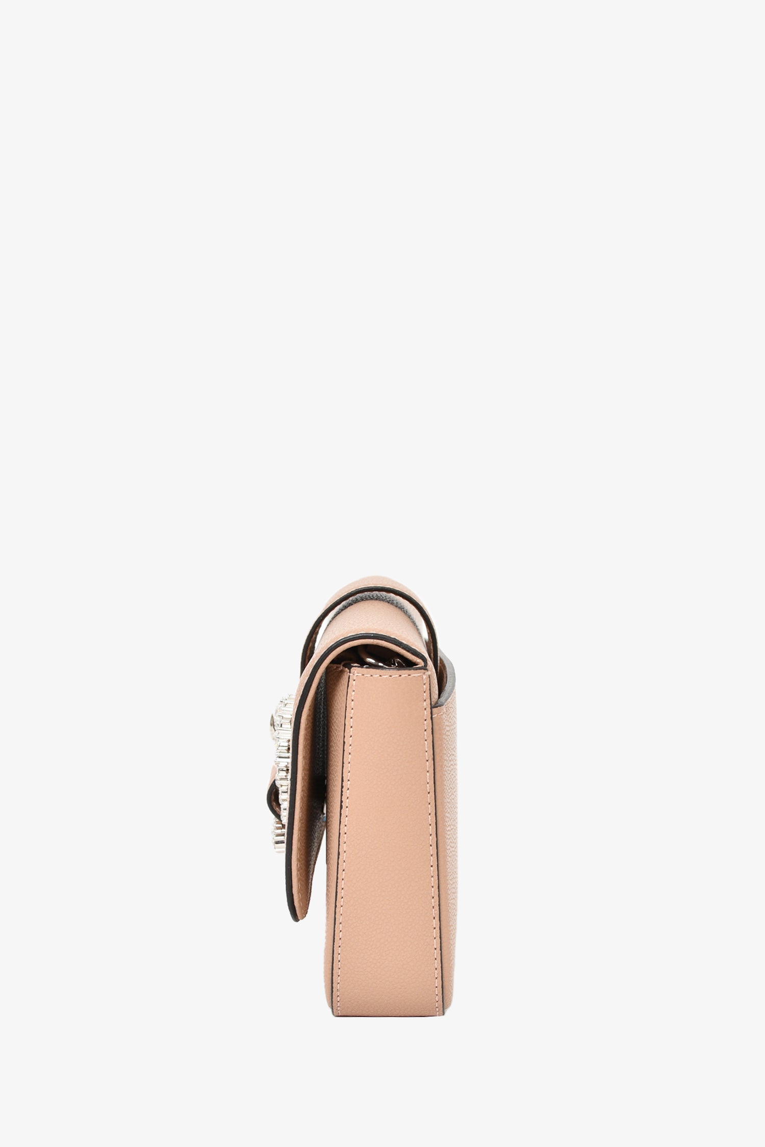 Jimmy Choo Beige Grained Leather Crystal Buckle 'Cheri' Crossbody Bag