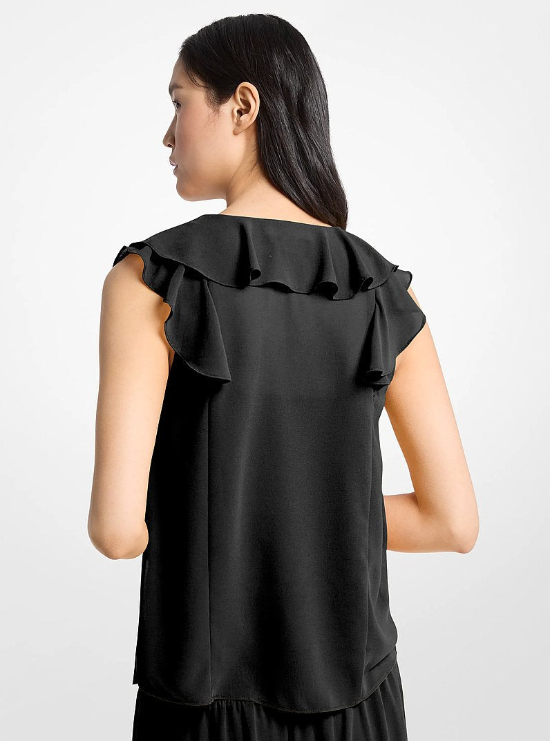 Michael Kors Ruffled Georgette Blouse BLACK