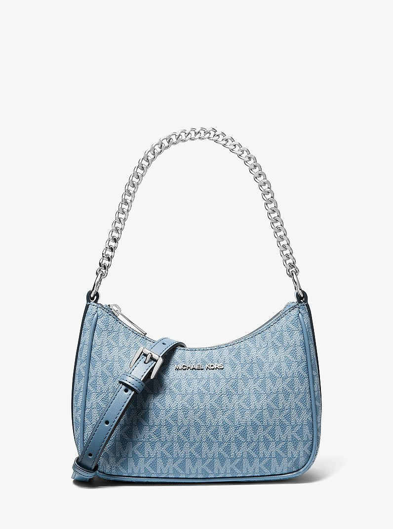 Michael Kors Jet Set Travel Small Signature Logo Convertible Pochette Denim
