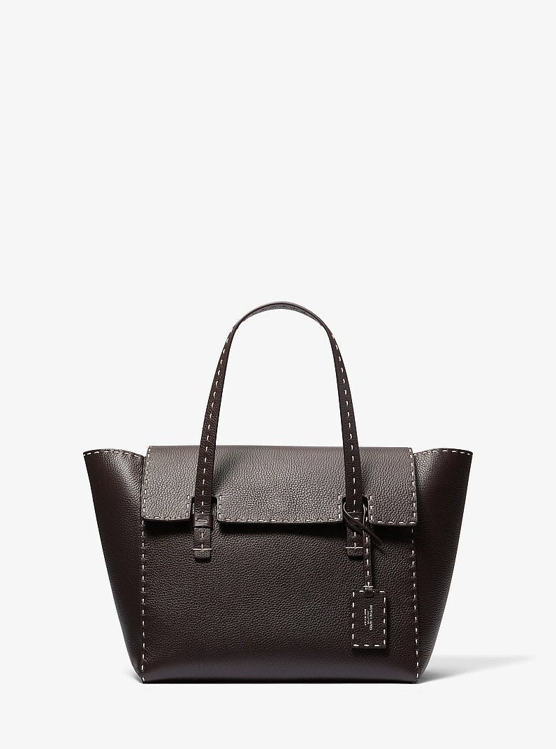 Michael Kors Sophia Hand-Stitched Pebbled Leather Satchel Chocolate