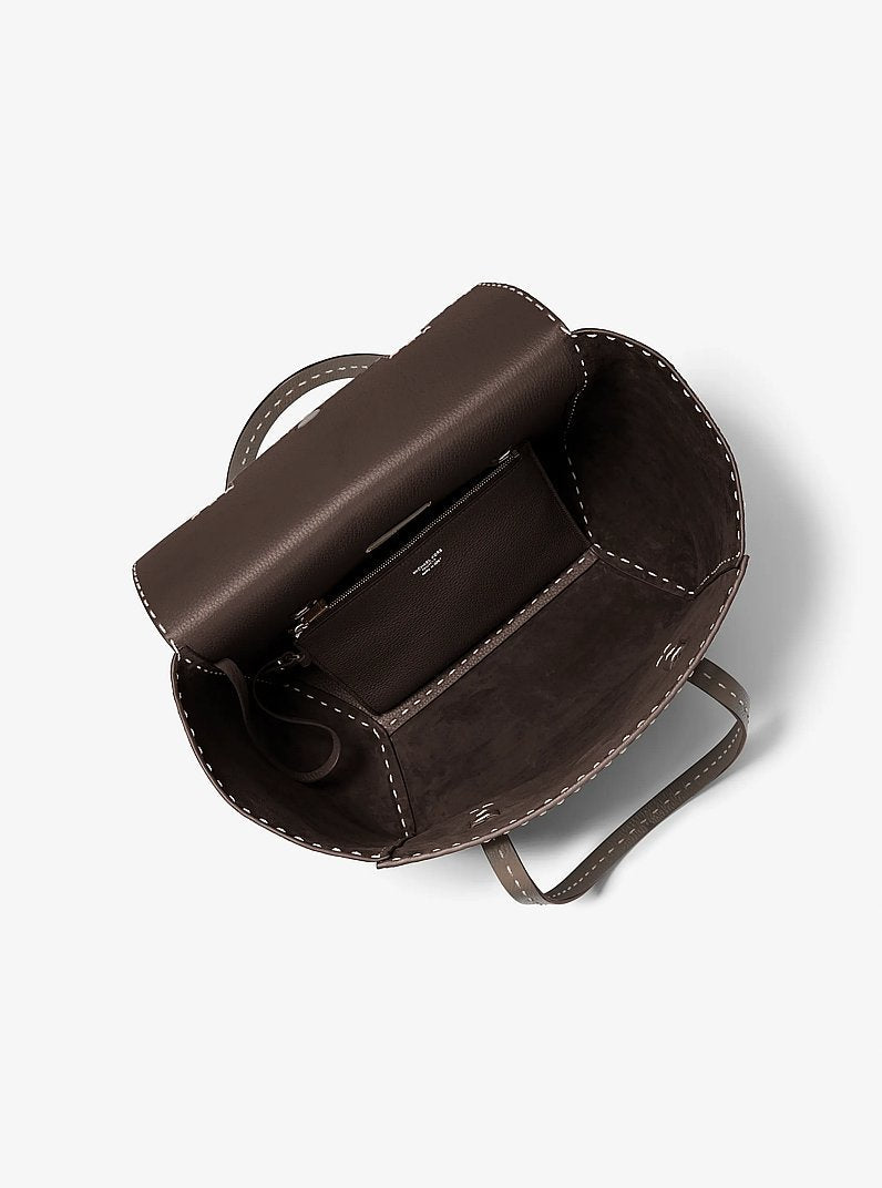 Michael Kors Sophia Hand-Stitched Pebbled Leather Satchel Chocolate