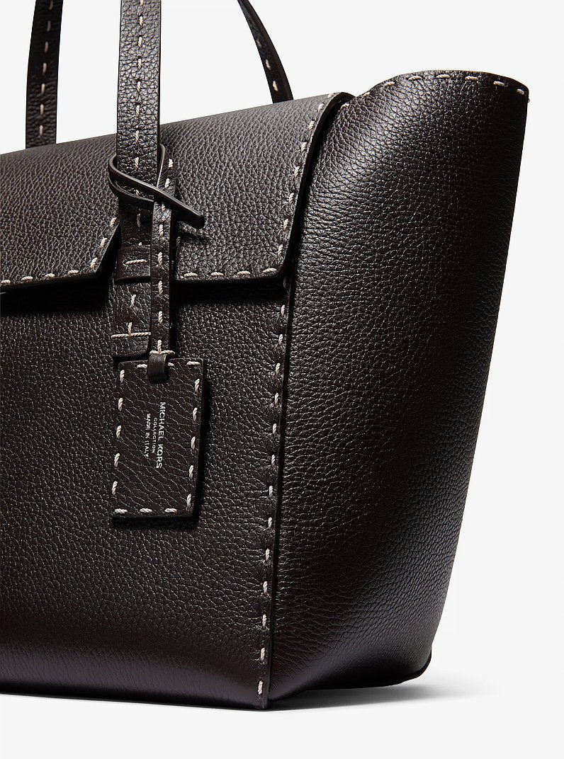Michael Kors Sophia Hand-Stitched Pebbled Leather Satchel Chocolate