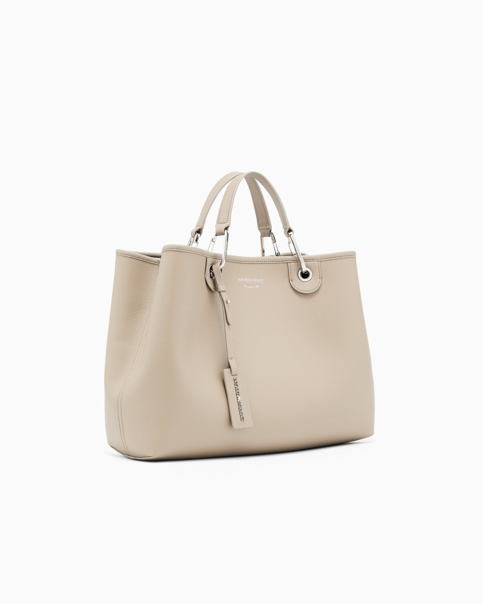 Emporio Armani Shopping bag with a pebbled texture and dual top handles