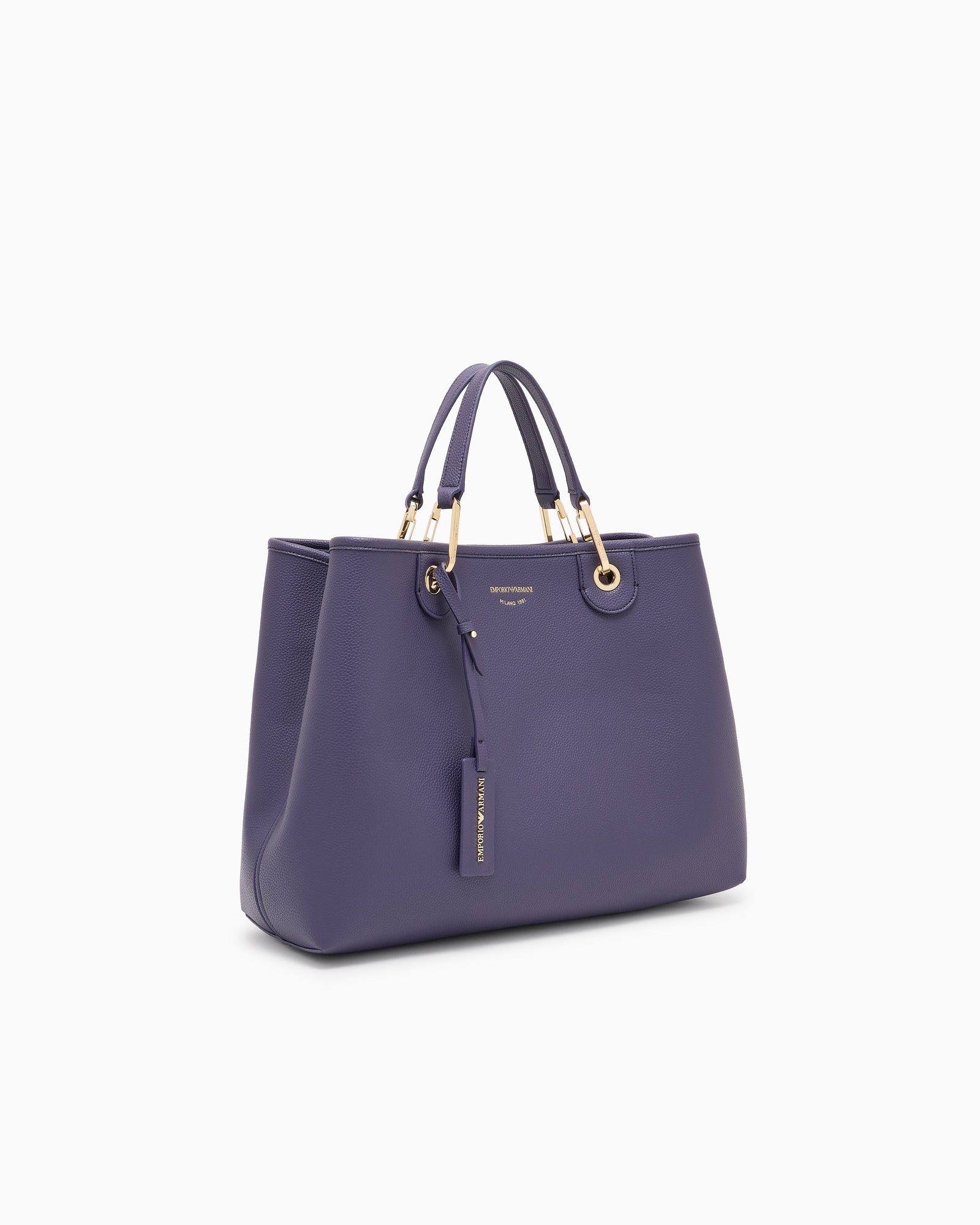 Emporio Armani Shopping bag with a pebbled texture and dual top handles