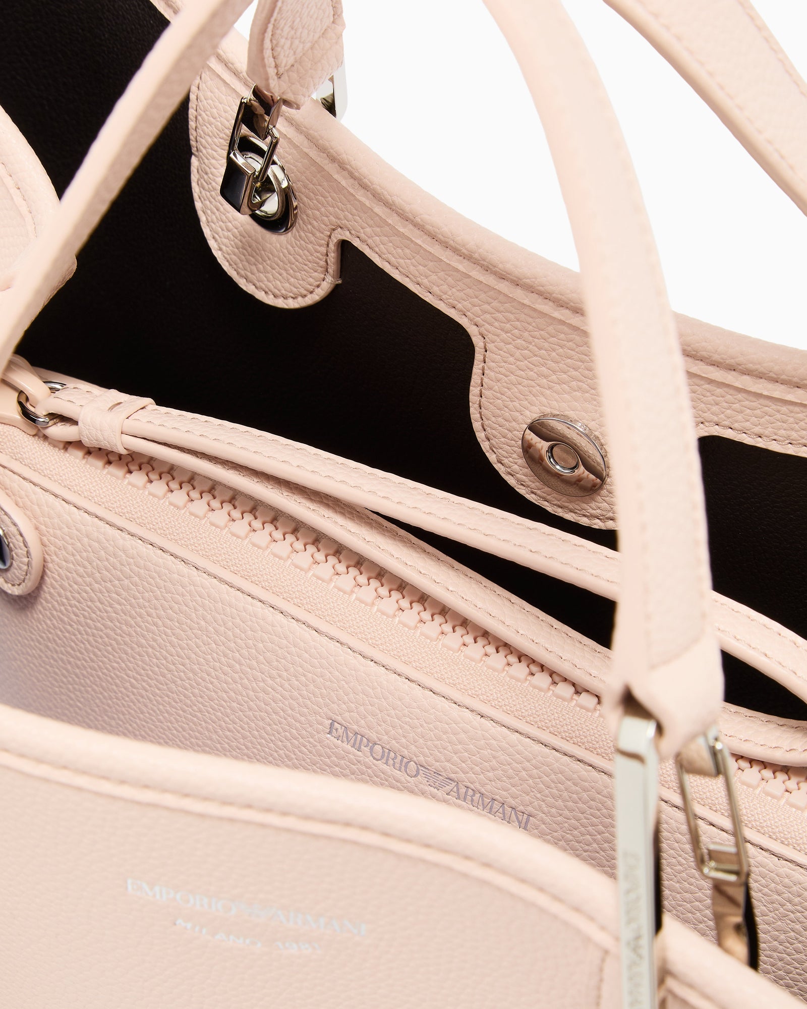 Emporio Armani Shopping bag with a pebbled texture and dual top handles