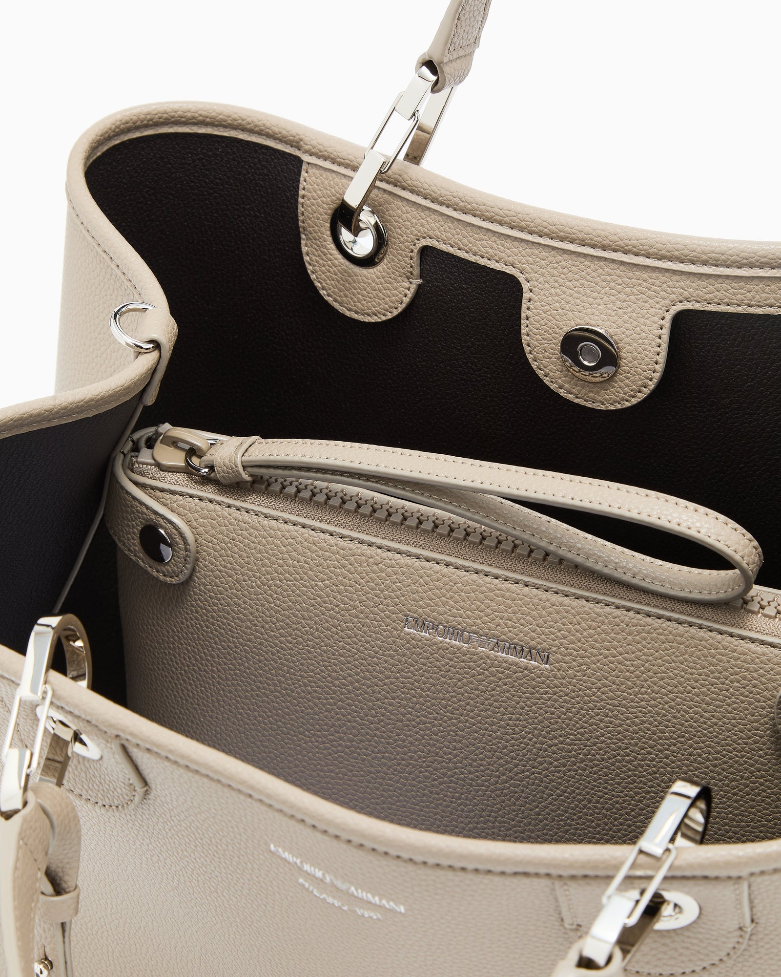 Emporio Armani Shopping bag with a pebbled texture and dual top handles
