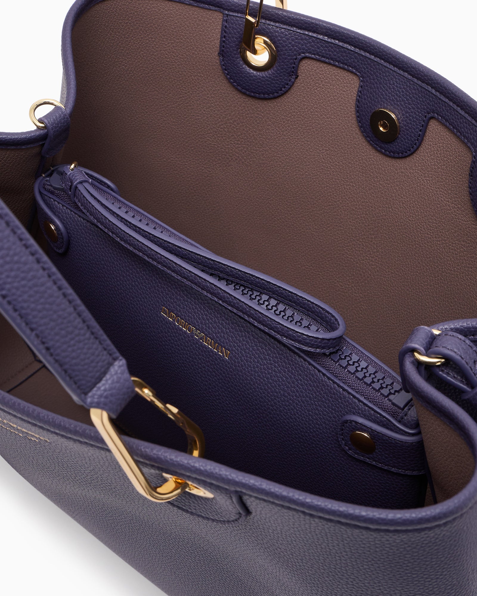 Emporio Armani Shopping bag with a pebbled texture and dual top handles