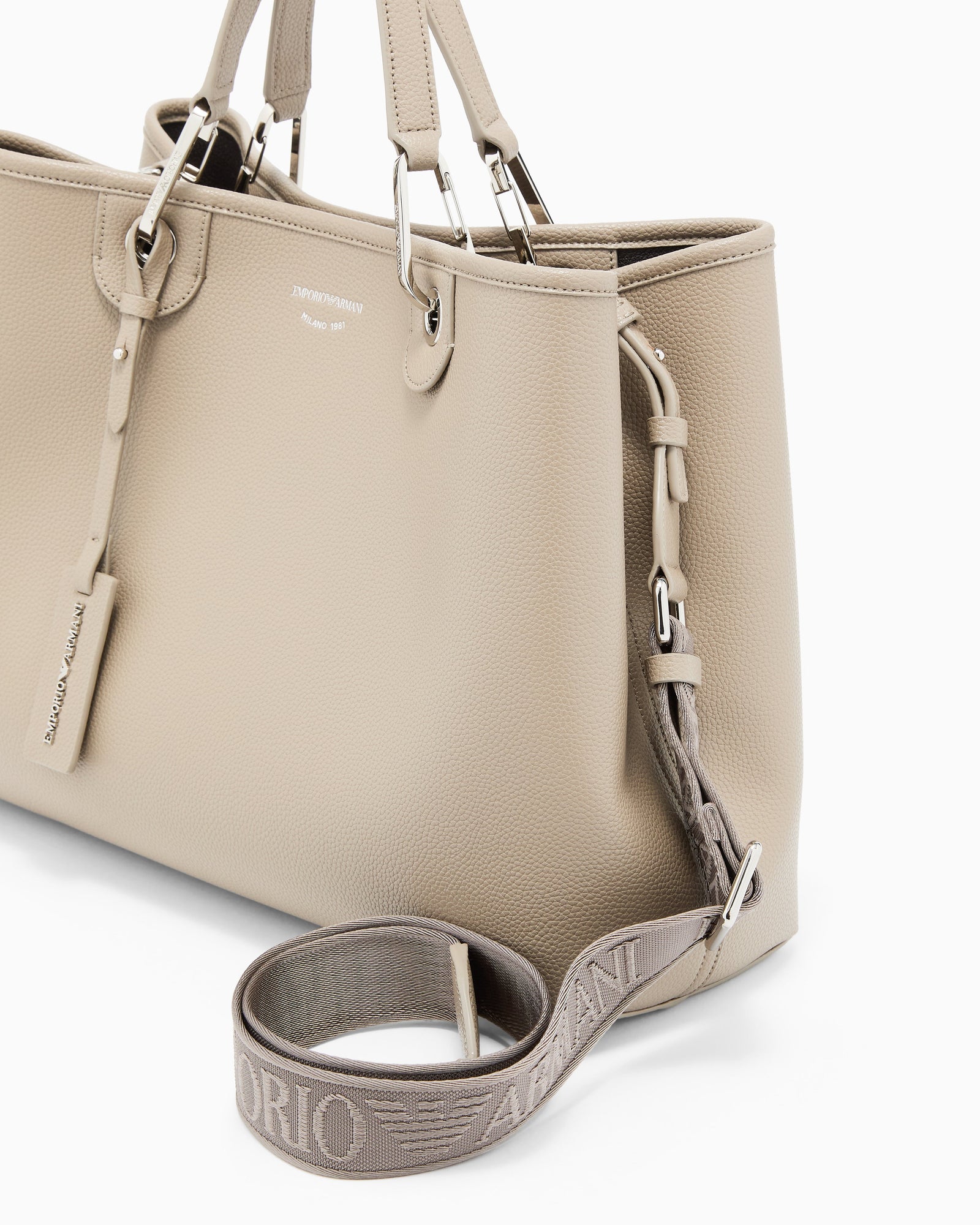 Emporio Armani Shopping bag with a pebbled texture and dual top handles