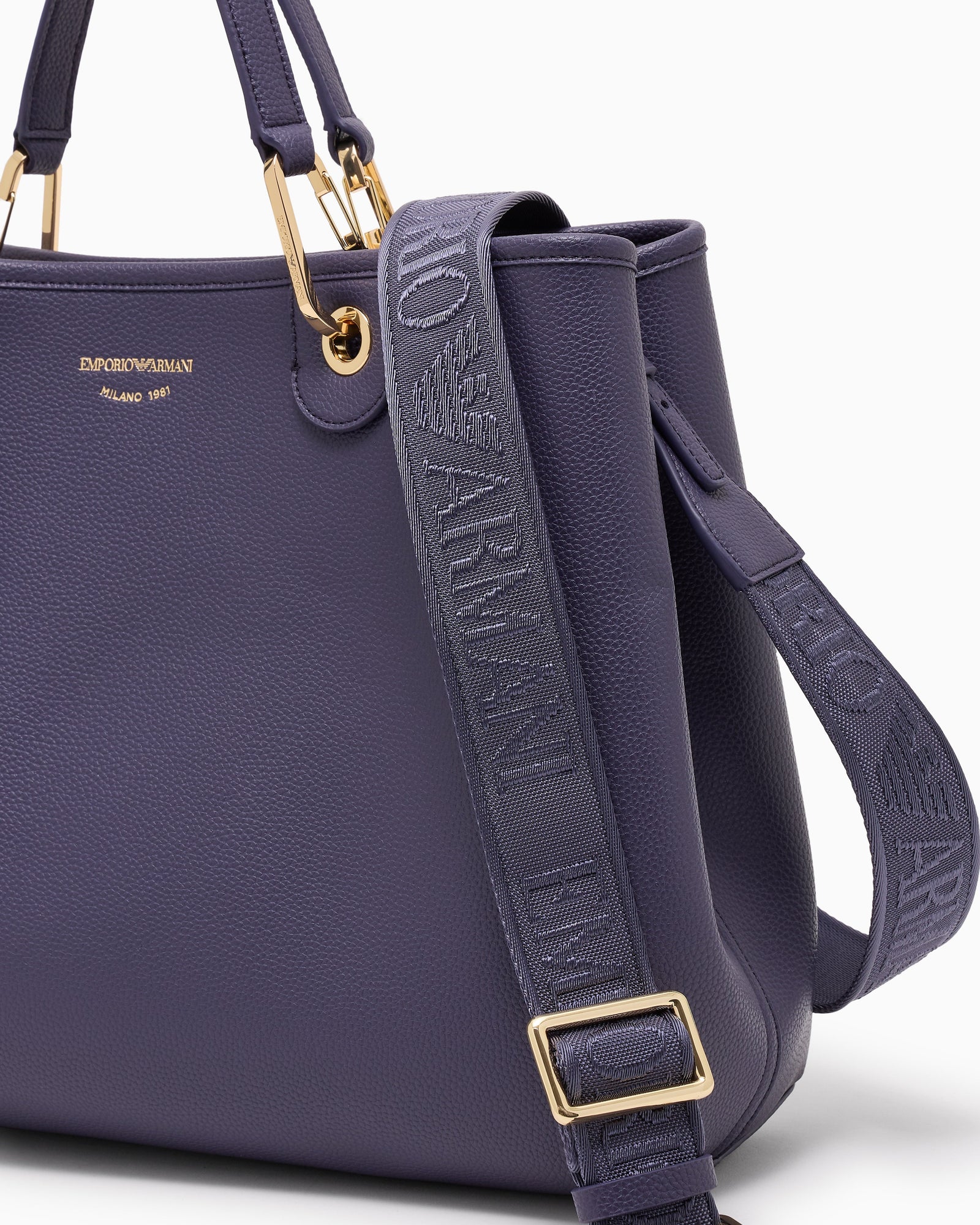 Emporio Armani Shopping bag with a pebbled texture and dual top handles