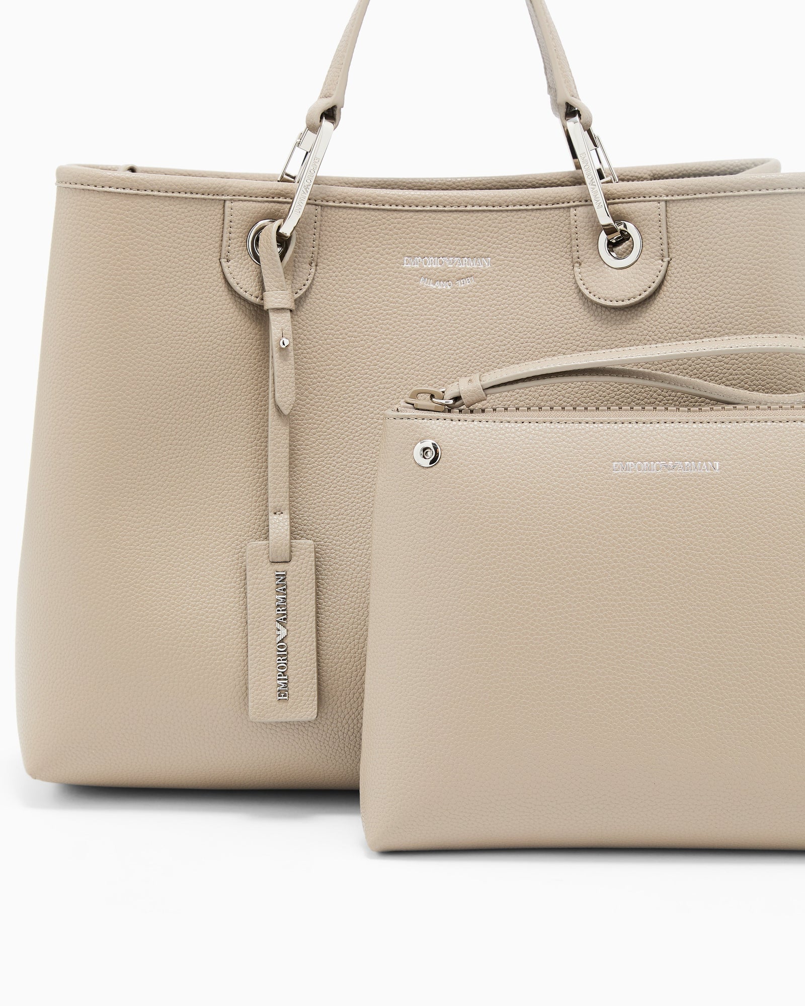 Emporio Armani Shopping bag with a pebbled texture and dual top handles