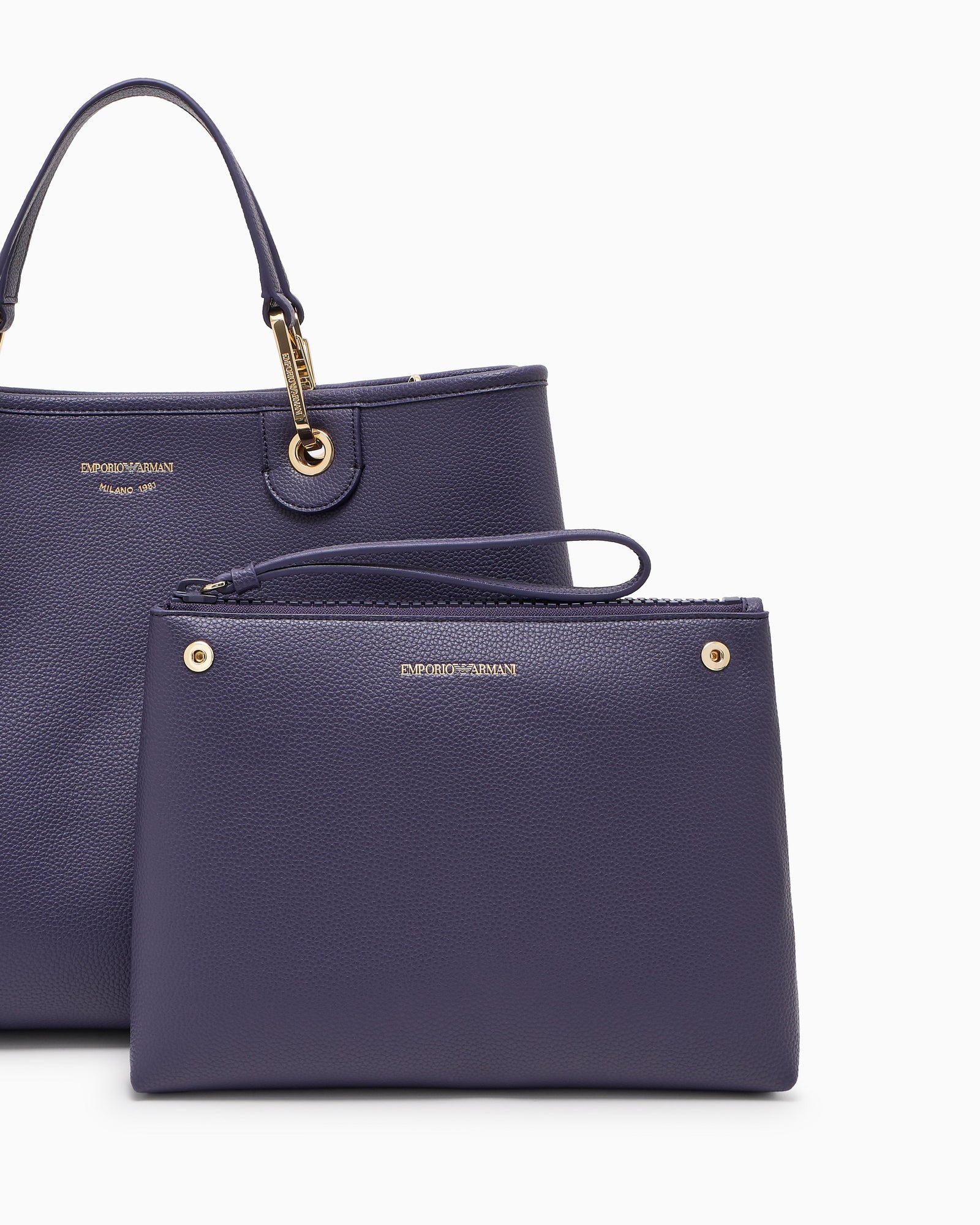 Emporio Armani Shopping bag with a pebbled texture and dual top handles