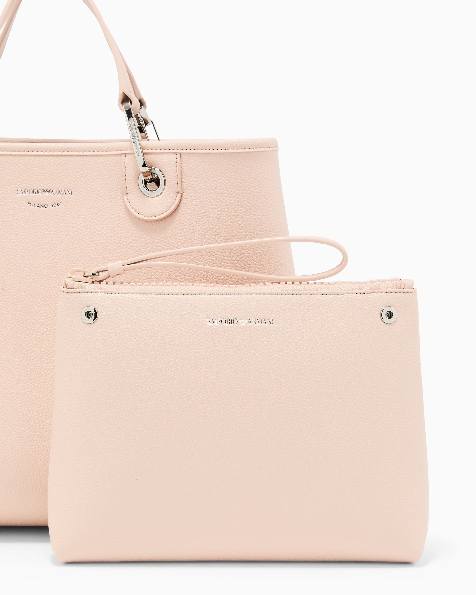 Emporio Armani Shopping bag with a pebbled texture and dual top handles