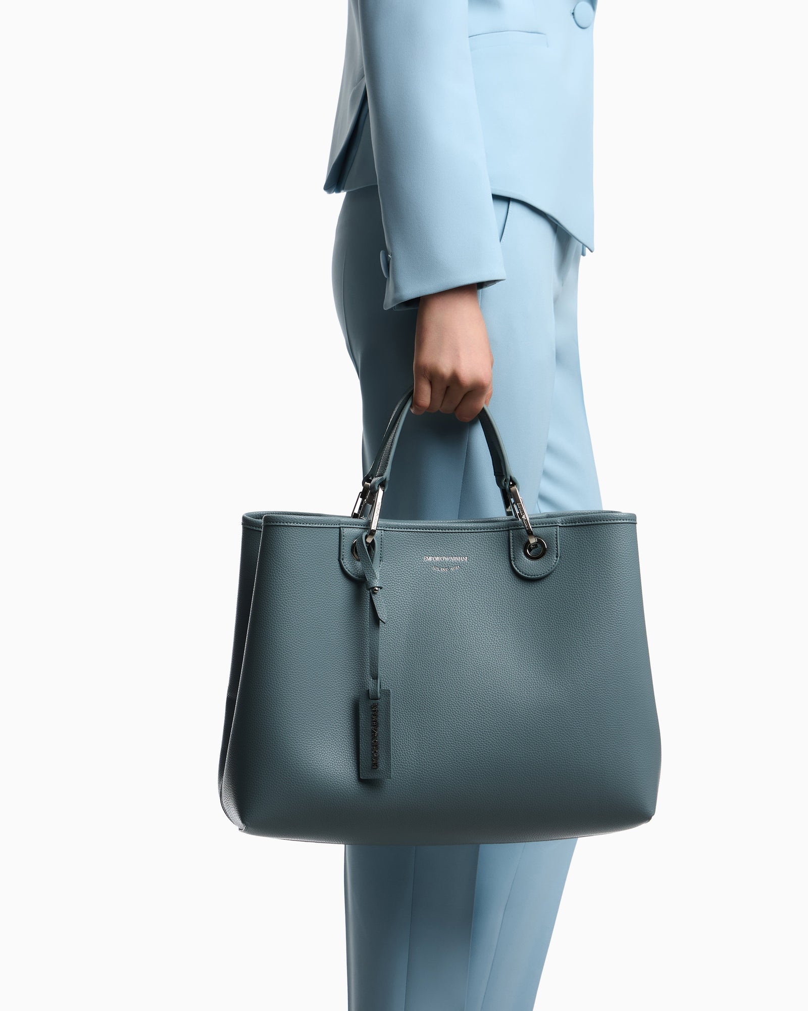 Emporio Armani Shopping bag with a pebbled texture and dual top handles