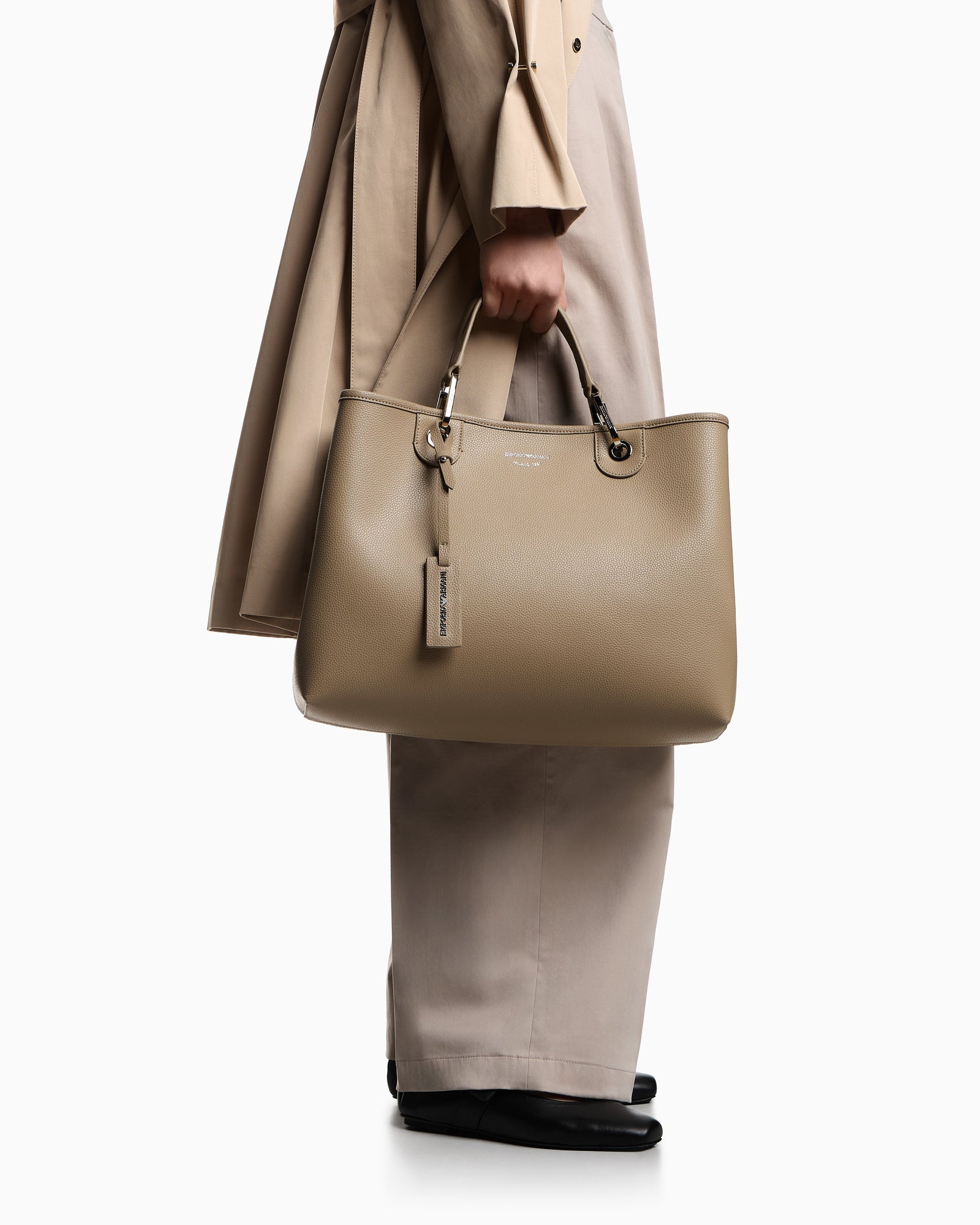 Emporio Armani Shopping bag with a pebbled texture and dual top handles