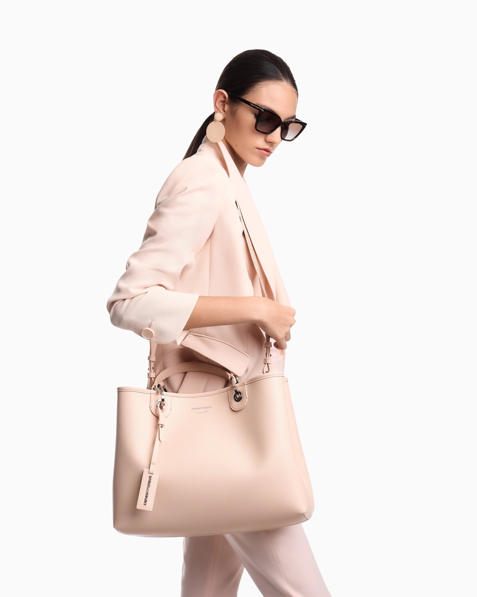 Emporio Armani Shopping bag with a pebbled texture and dual top handles