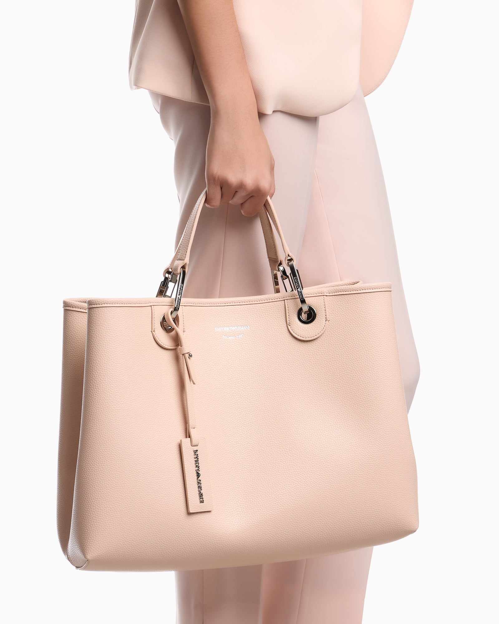 Emporio Armani Shopping bag with a pebbled texture and dual top handles