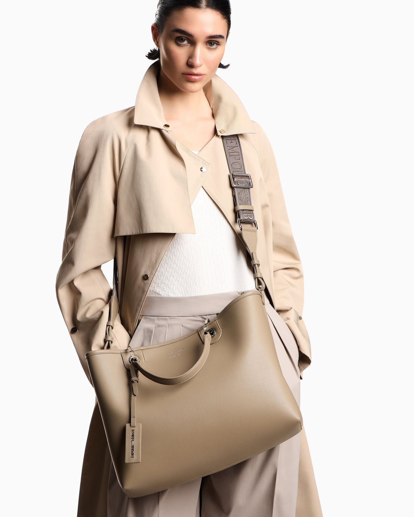 Emporio Armani Shopping bag with a pebbled texture and dual top handles