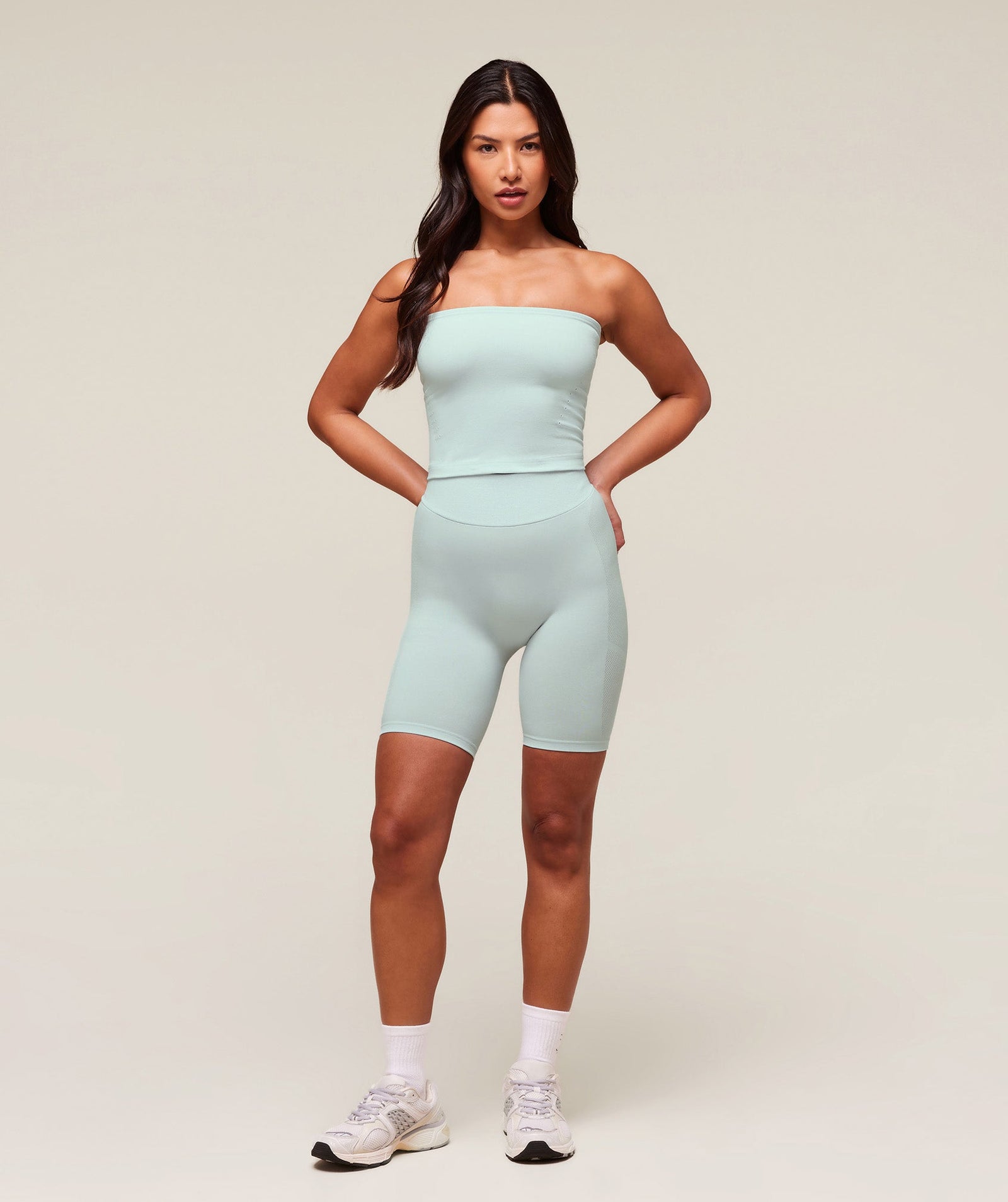 Women's Gymshark Everywear Warp Knit Cycling Shortss Frost Blue