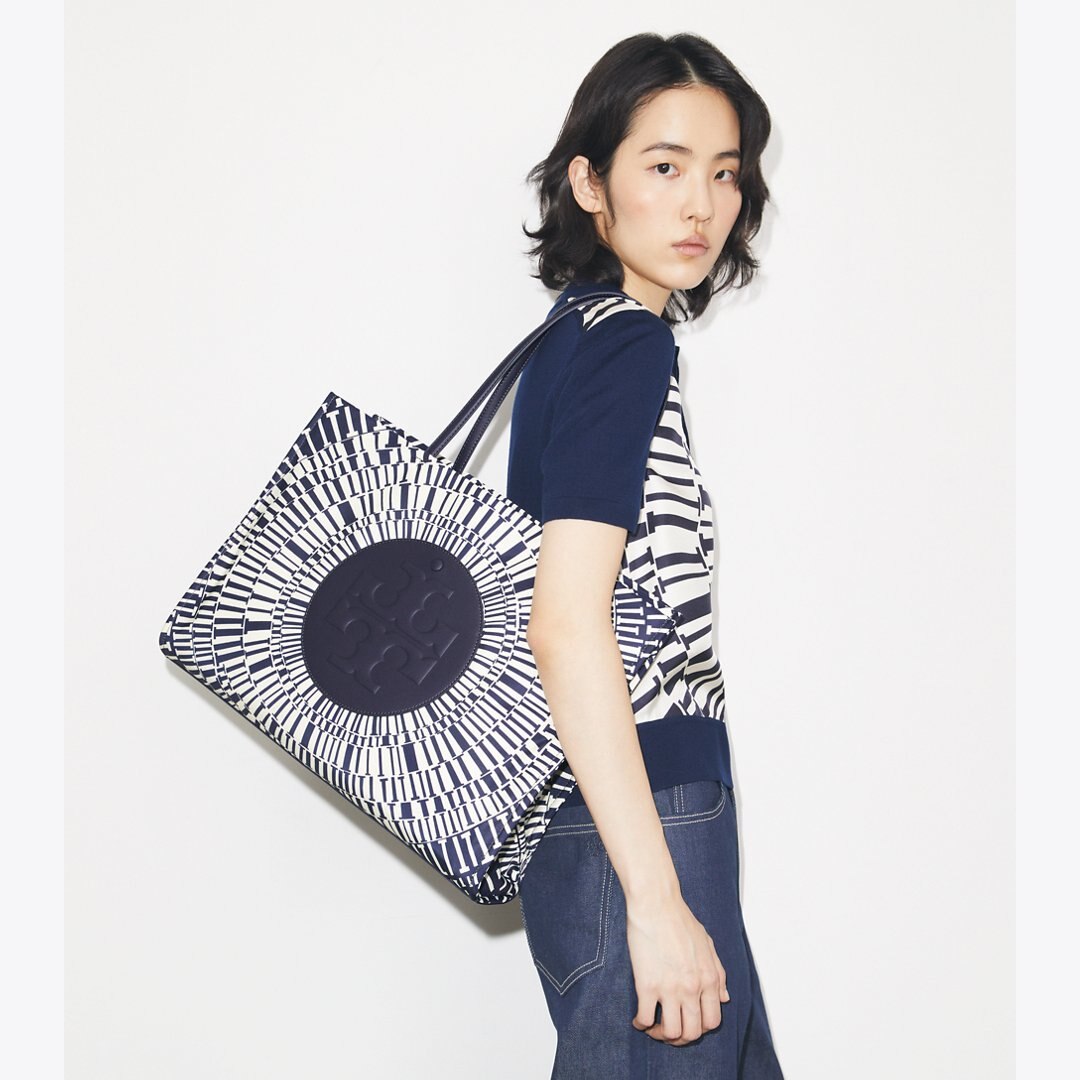 Tory Burch Ella Printed Tote Navy Circle