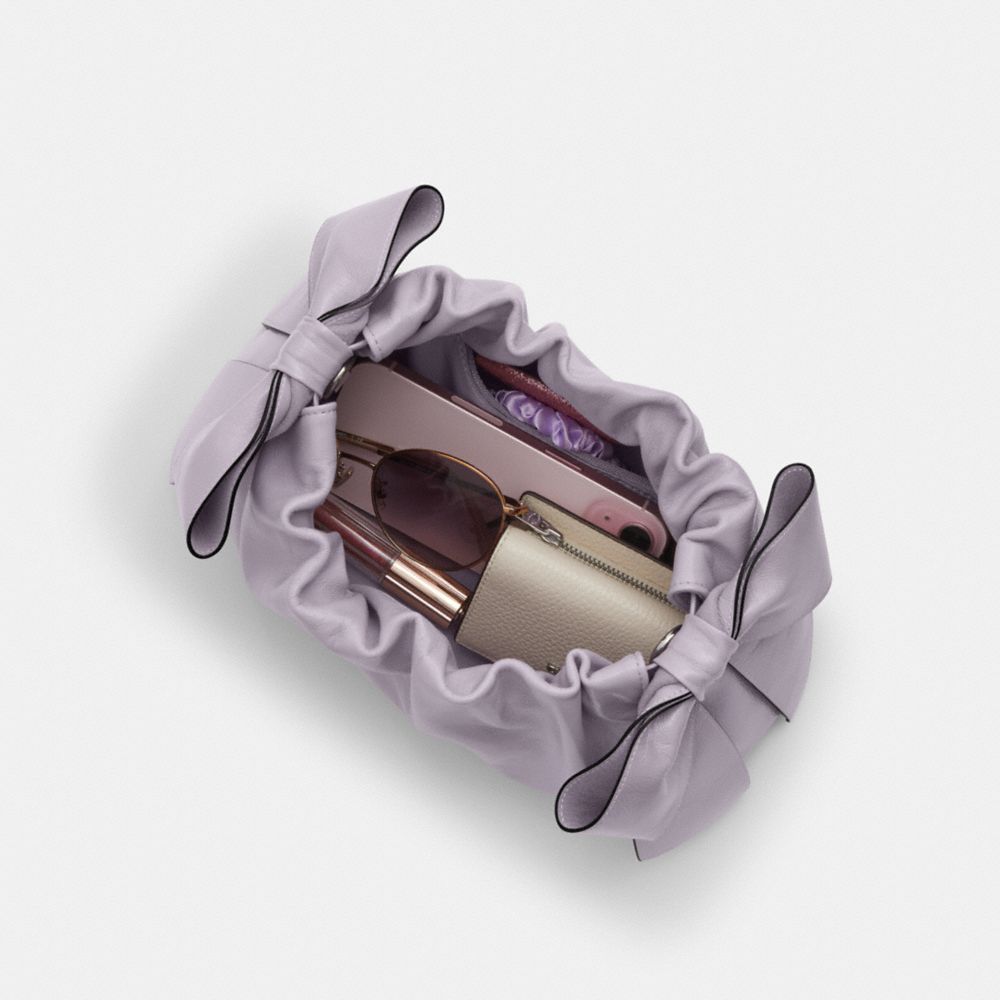 Coach Faye Shoulder Bag With Bows Silver Light Amethyst