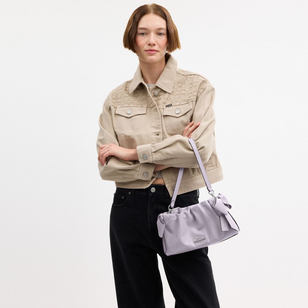 Coach Faye Shoulder Bag With Bows Silver Light Amethyst