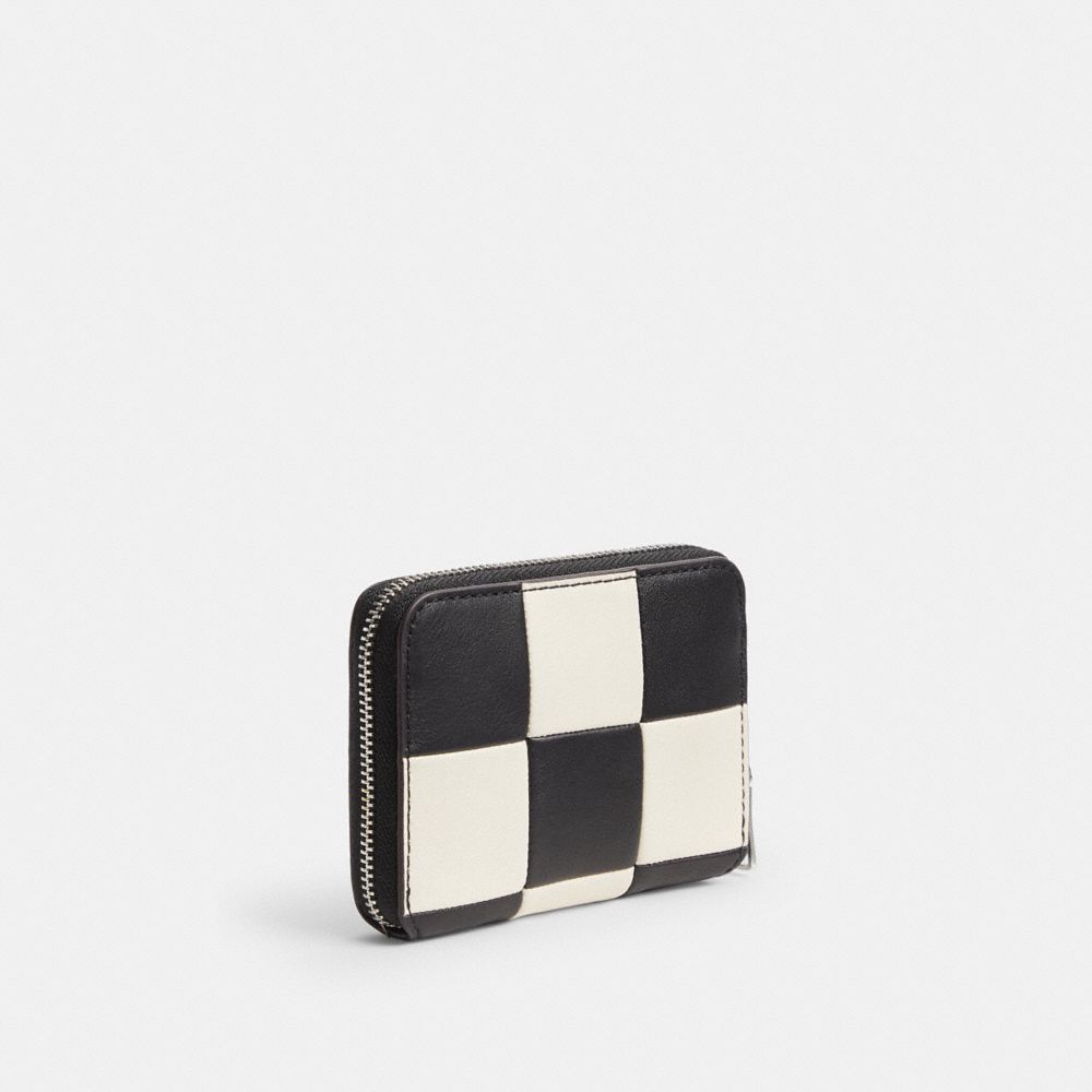 Coach Zip Around Wallet In Checkerboard Upcrafted Leather Black Chalk