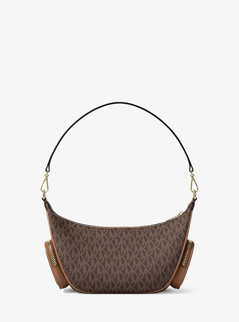 Michael Kors Merritt Small Signature Logo Convertible Shoulder Bag Brown