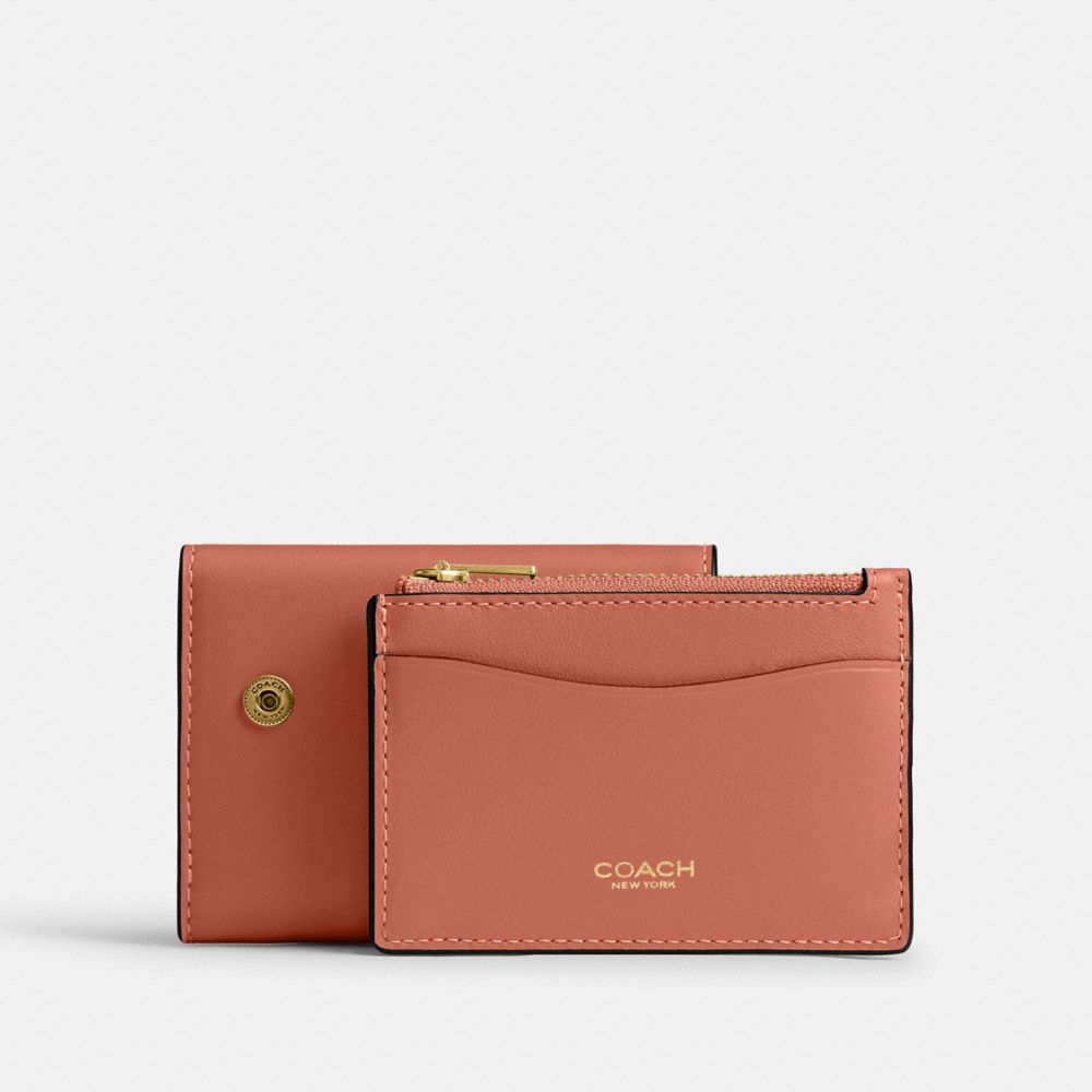 Coach Essential Card Holder Wallet Brass Dark Peach