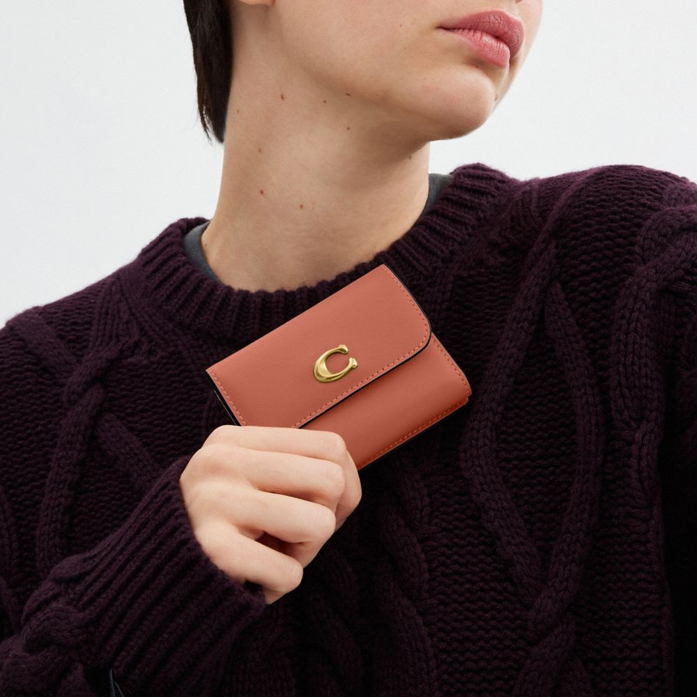Coach Essential Card Holder Wallet Brass Dark Peach