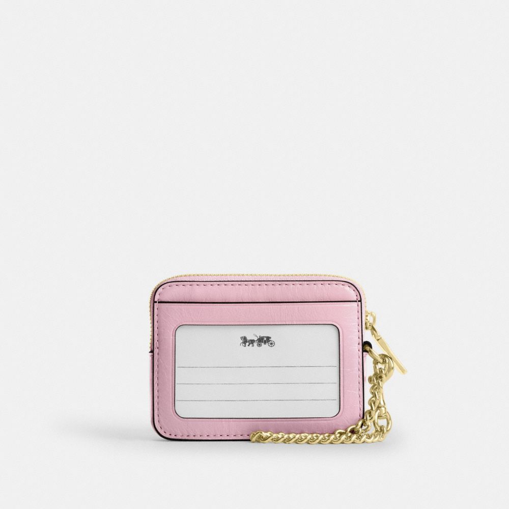 Coach Zip Card Case With Quilting Gold Carnation