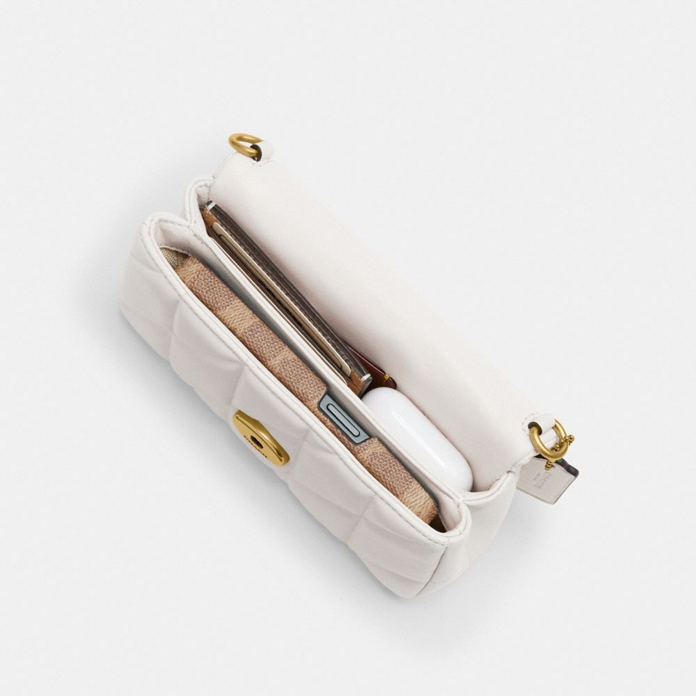 Coach Tabby Crossbody Wristlet With Pillow Quilting Silver Black