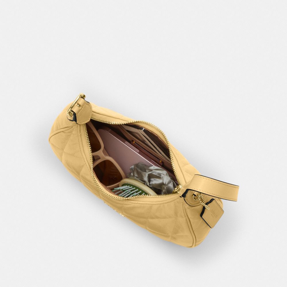 Coach Emily Shoulder Bag With Quilting Gold Soft Yellow