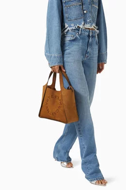 Stella Mccartney Logo Crossbody Tote Bag in Alter Suede