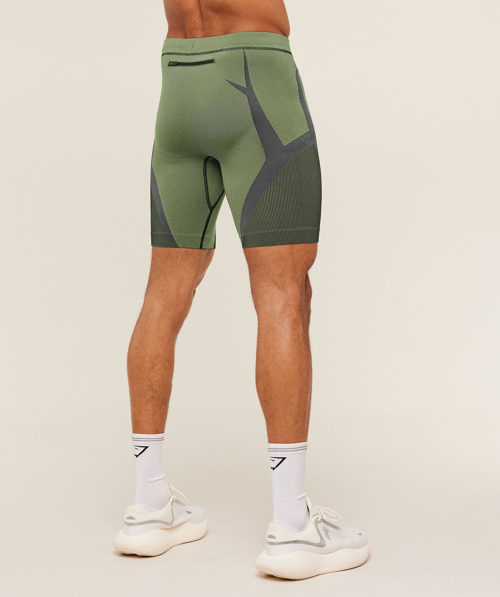 Gymshark Seamless Running Half Tight -  Stealth Blue /  Sorbet Yellow