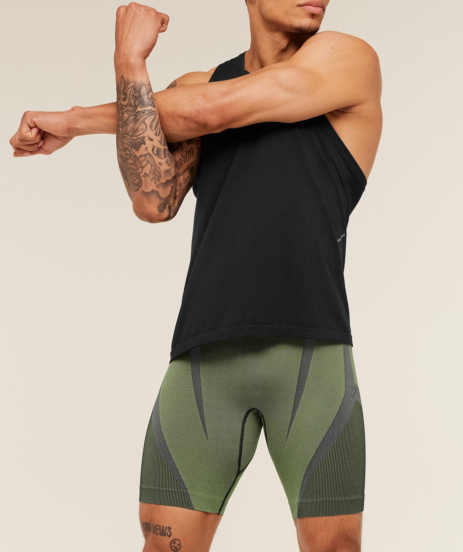Gymshark Seamless Running Half Tight -  Stealth Blue /  Sorbet Yellow