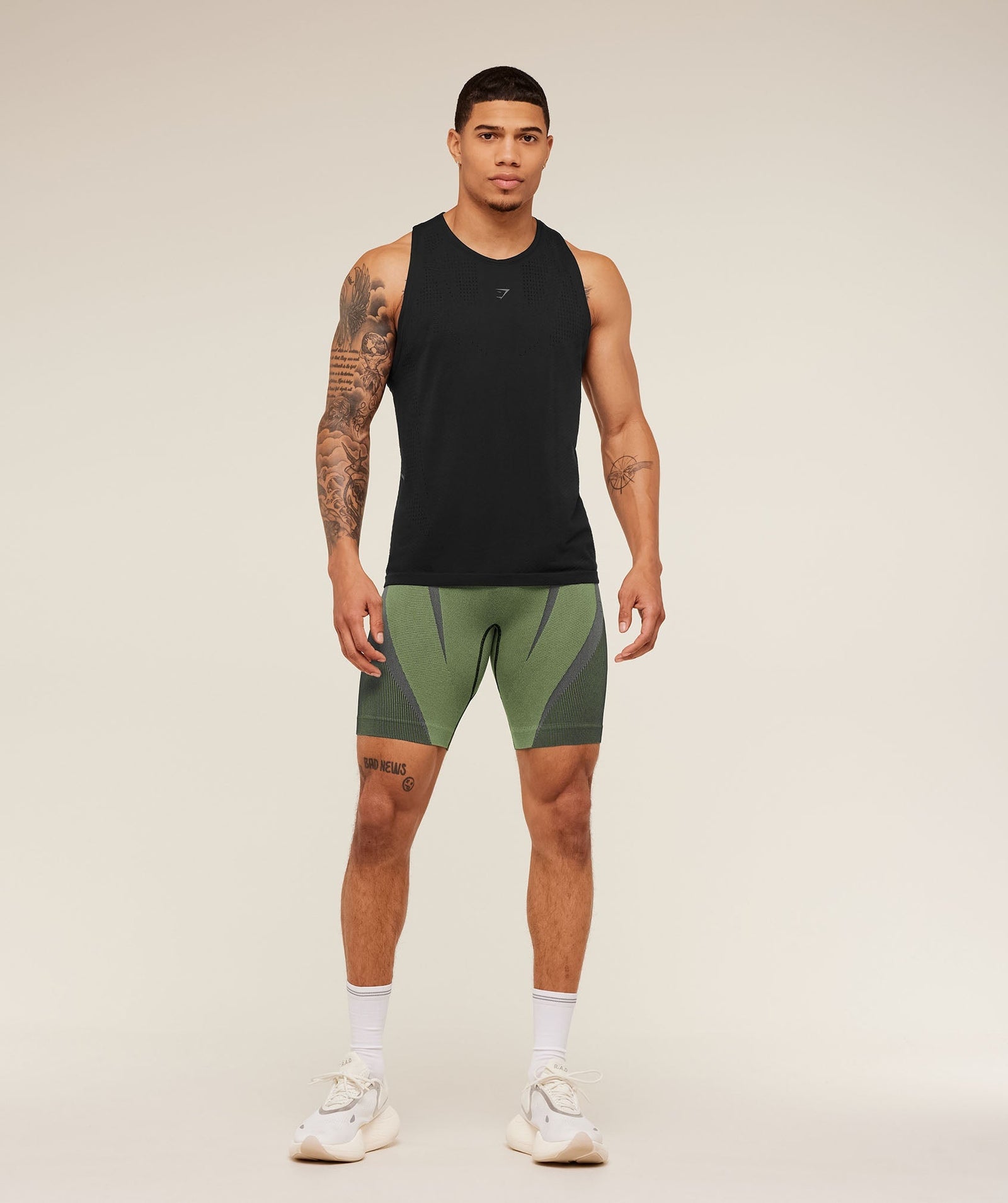 Gymshark Seamless Running Half Tight -  Stealth Blue /  Sorbet Yellow