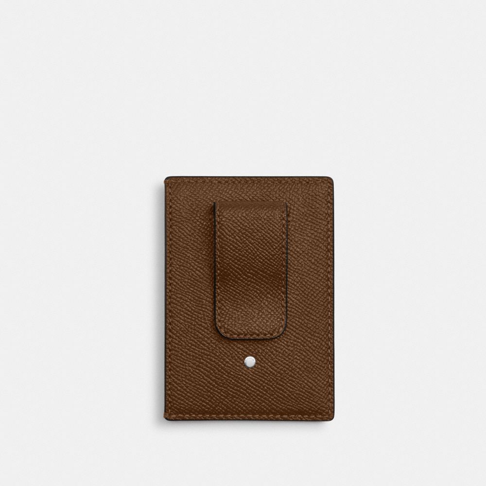 Coach Card Case With Money Clip Silver Chestnut