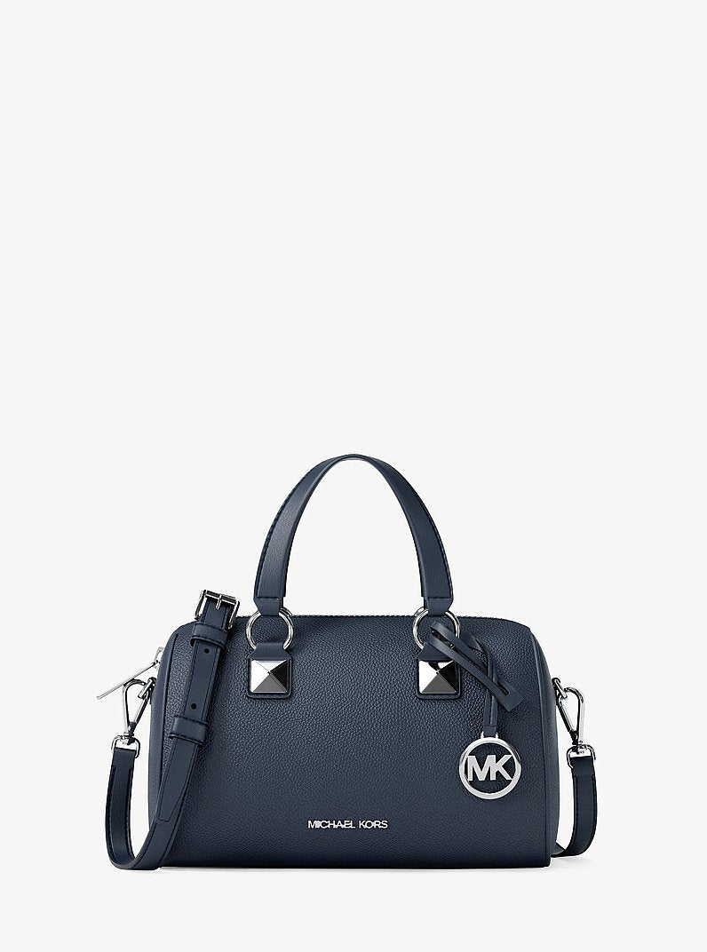 Michael Kors Grayson Small Pebbled Leather Duffel Crossbody Bag Navy