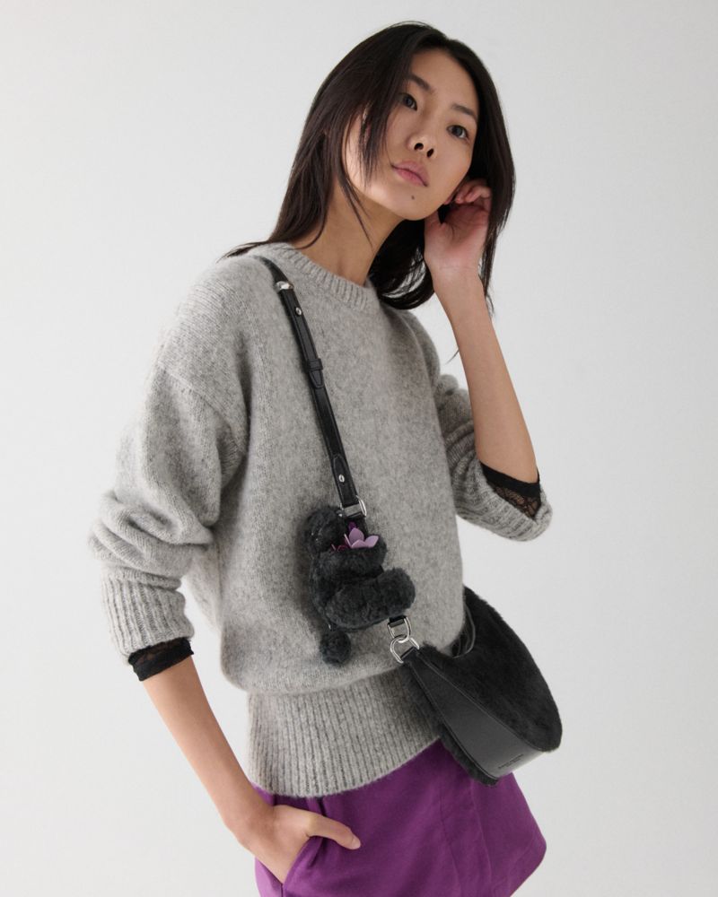 KateSpade Duo Shearling Bear Crossbody Bag Black Multi