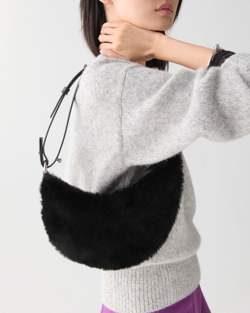 KateSpade Duo Shearling Bear Crossbody Bag Black Multi