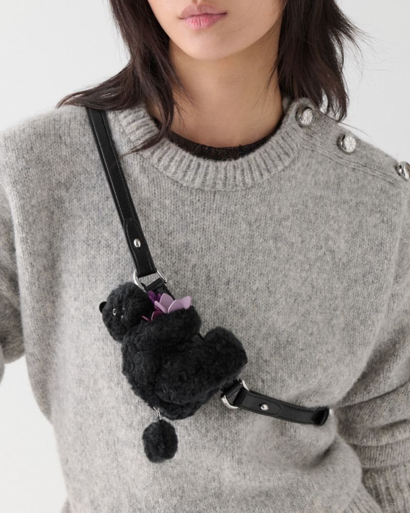 KateSpade Duo Shearling Bear Crossbody Bag Black Multi