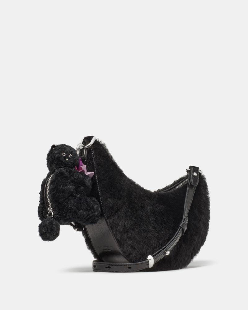 KateSpade Duo Shearling Bear Crossbody Bag Black Multi