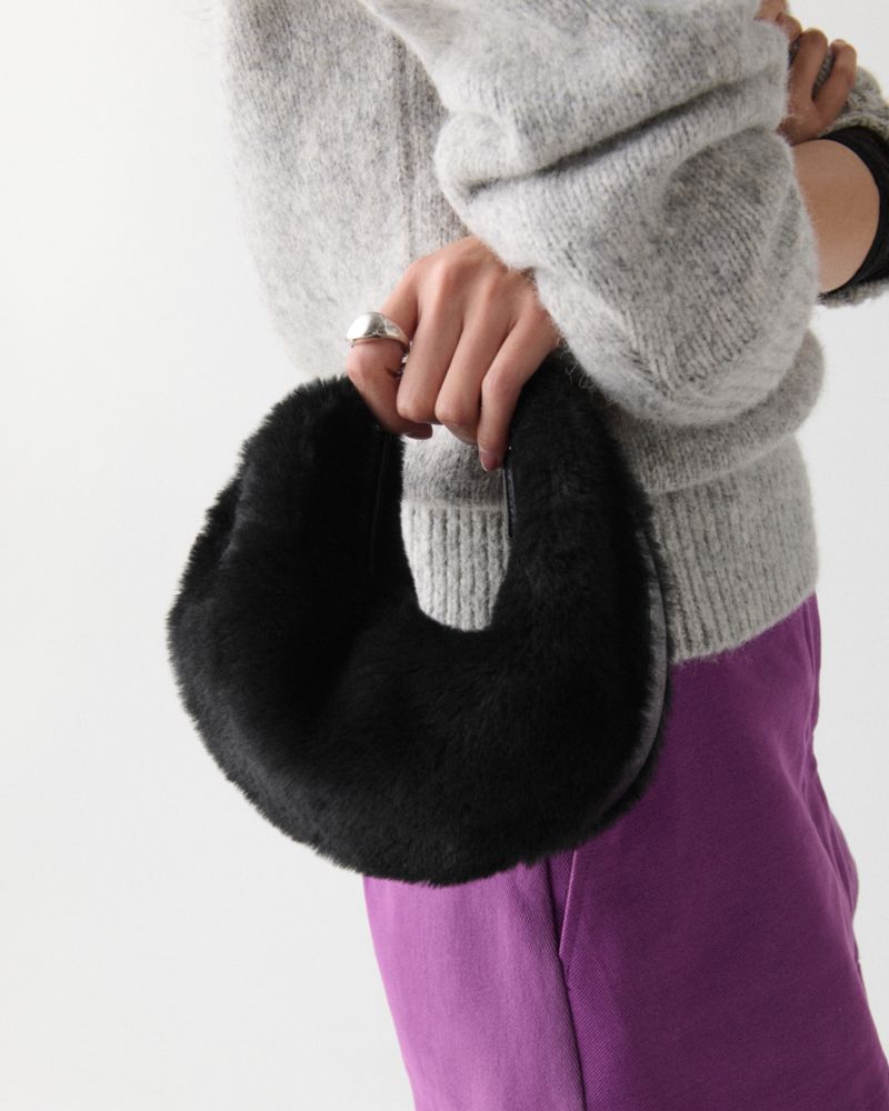 KateSpade Duo Shearling Bear Crossbody Bag Black Multi