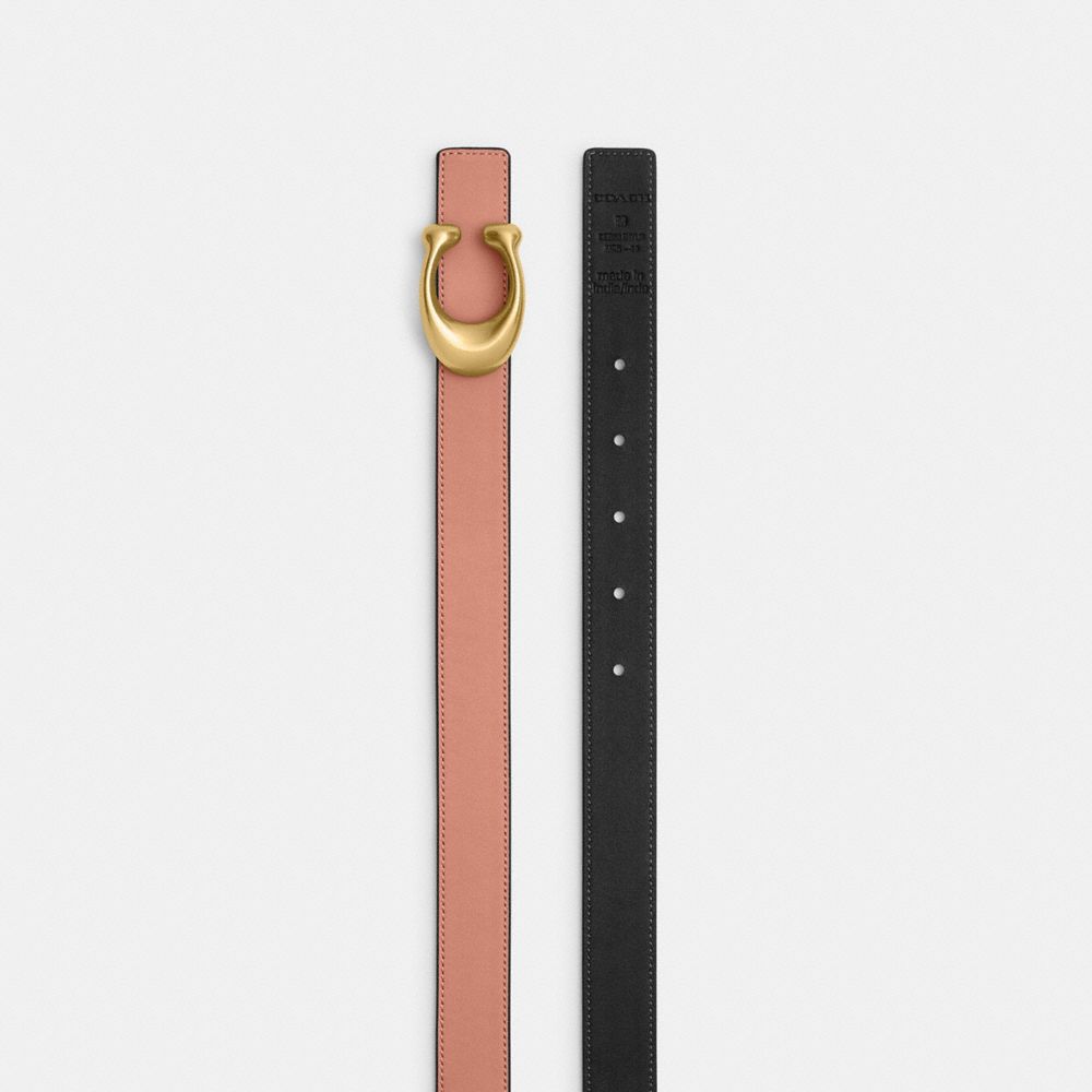 Coach Sculpted C Buckle Reversible Belt, 25 Mm Brass Melon Black