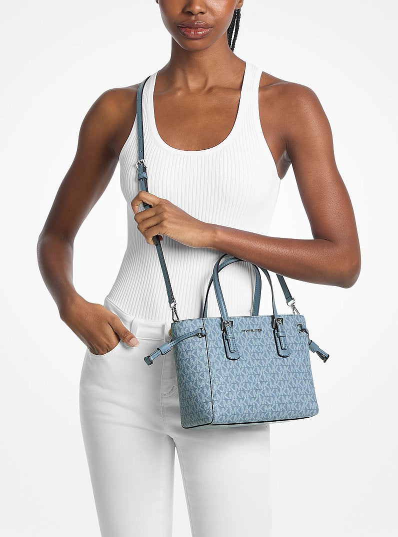 Michael Kors Voyager Extra-Small Signature Logo Tote Bag Denim