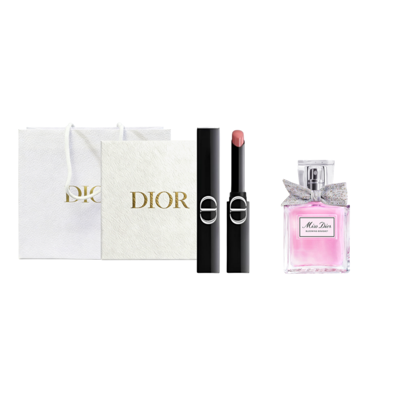 Dior Intense Blue Gold Dazzling Lipstick Floral Sweetheart Bestseller Perfume Makeup Set Box Shopping Bag