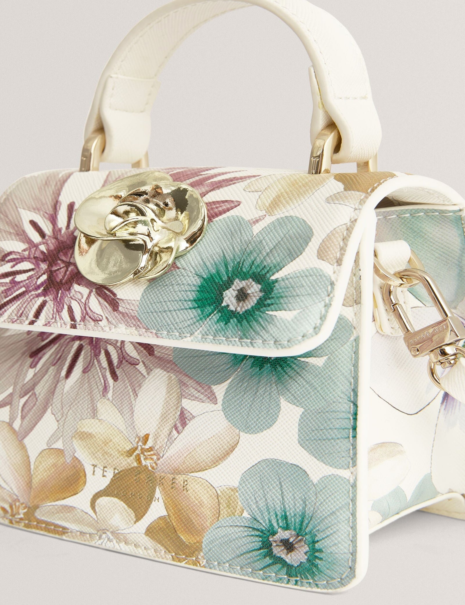 Ted Baker Helensa Petal Print Mini Top Handle Bag In White Women's