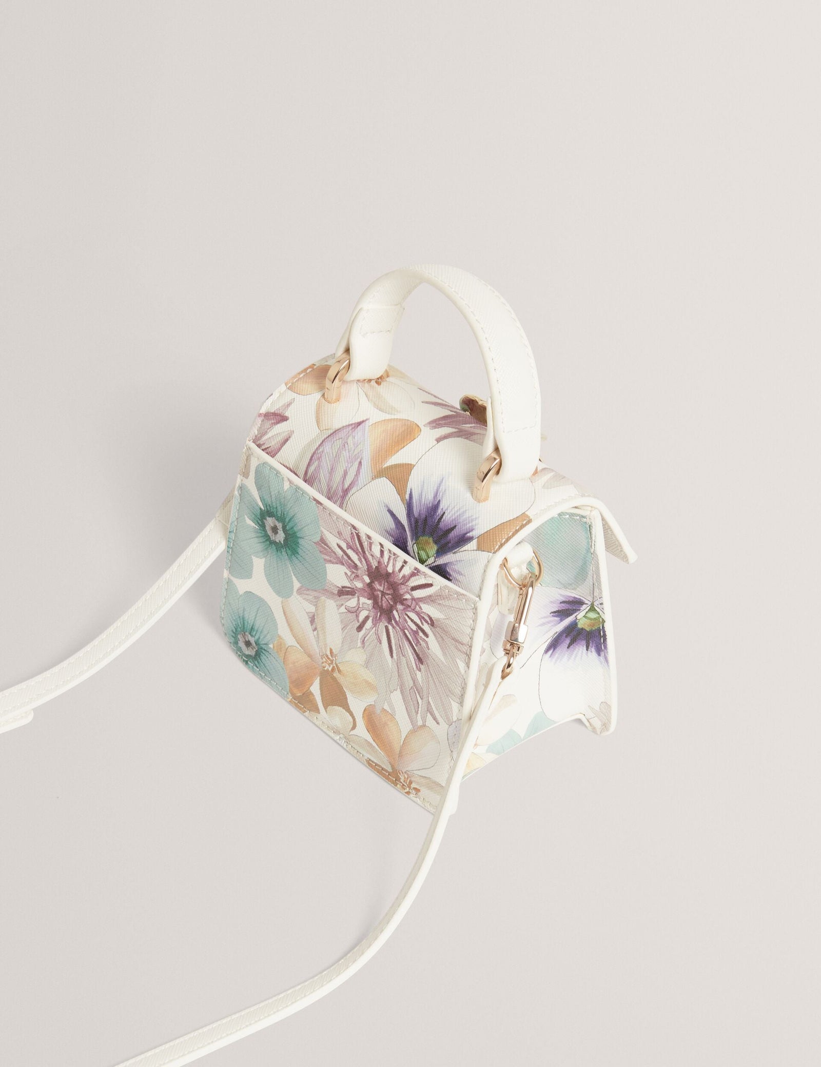 Ted Baker Helensa Petal Print Mini Top Handle Bag In White Women's